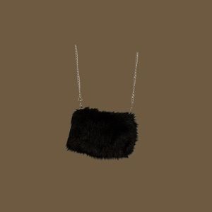 Black fur shoulder bag